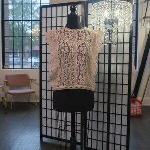 Zara Romantic Blush Lace Kimono Top